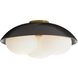 Glaze 3 Light 19 inch Antique Brass and Matte Black Ceramic Flush Mount Ceiling Light, Large