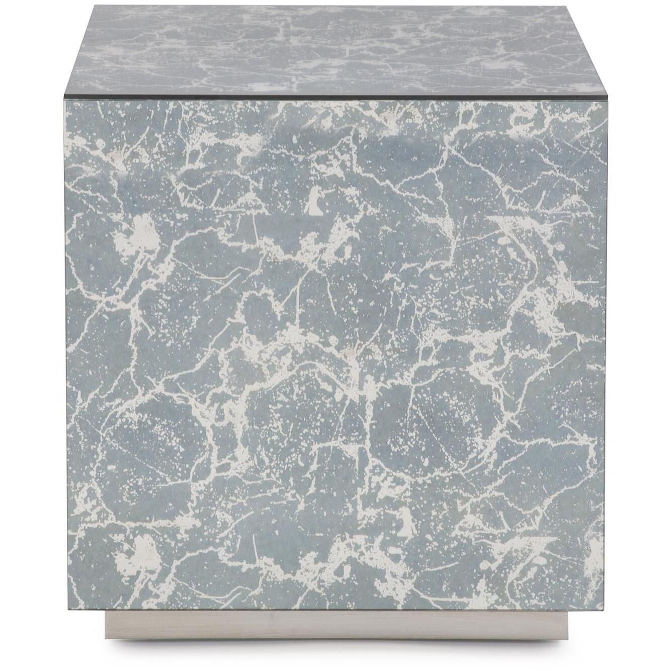 Paxton 17 X 16 inch Antiqued Marbled Glass with Antique Silver Trim Side Table