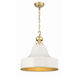 Carol 1 Light 18 inch White and Brass Pendant Ceiling Light