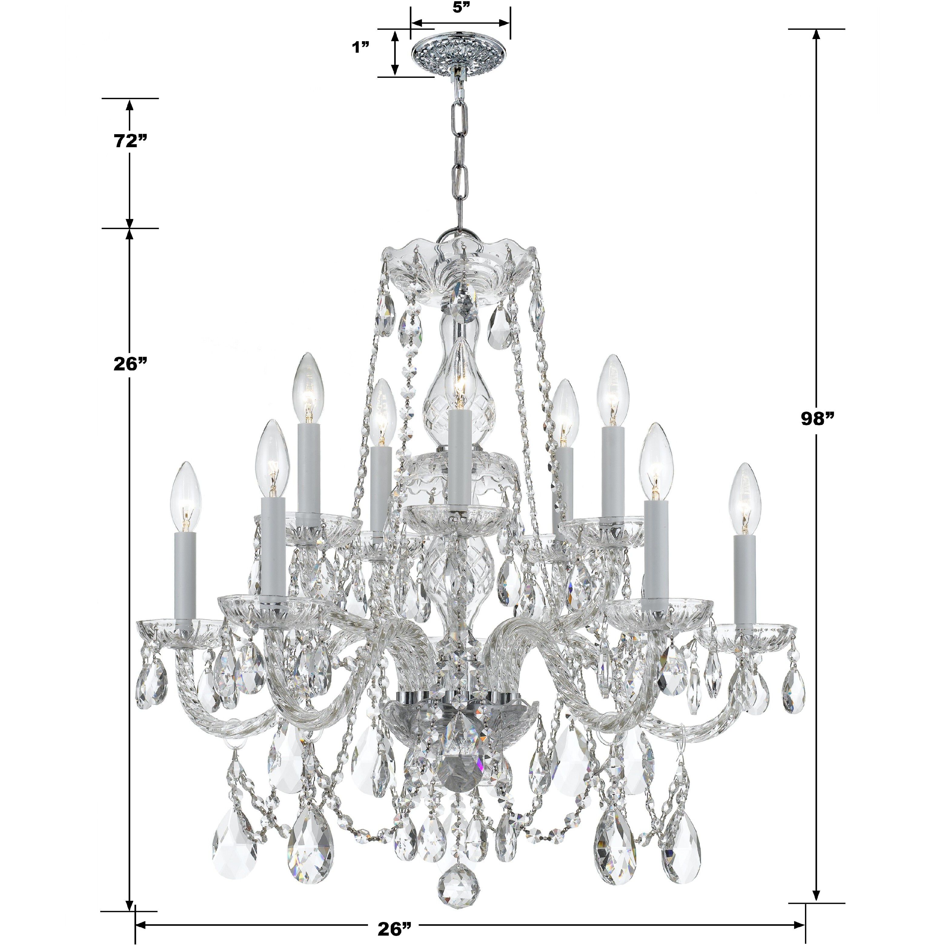 Traditional Crystal 10 Light 26 inch Polished Chrome Chandelier Ceiling Light in Clear Hand Cut