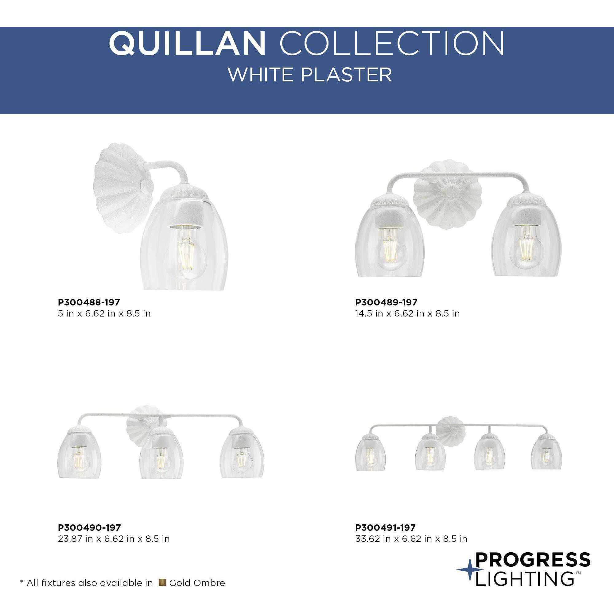 Quillan 2 Light 14.5 inch White Plaster Bathroom Vanity Light Wall Light