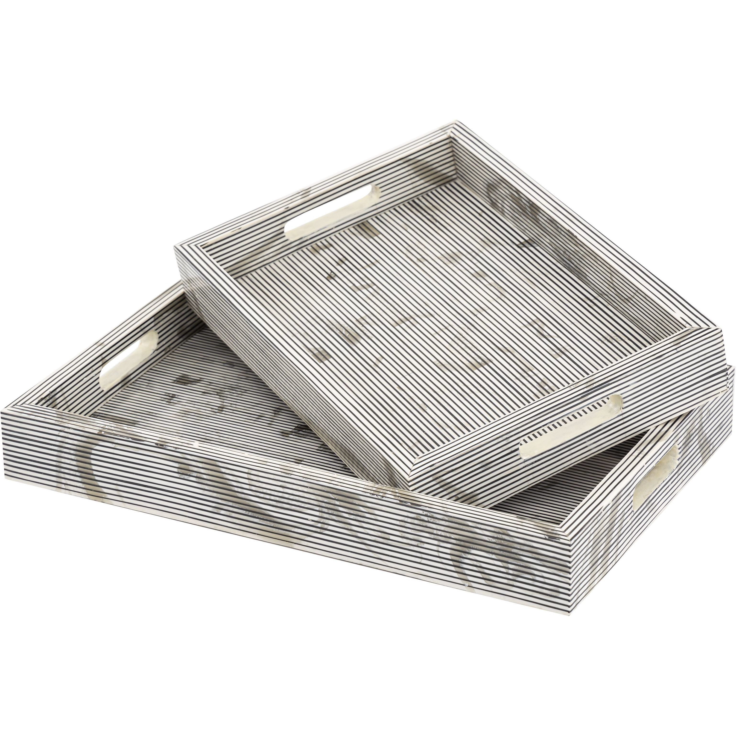 Eaton White with Black Tray, Set of 2