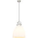 Newton Bell 1 Light 14 inch Satin Nickel Pendant Ceiling Light in Matte White Glass
