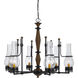 Trenton 6 Light 30 inch Metal and Wood Chandelier Ceiling Light