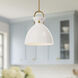 Alora Mood Waldo Pendant Ceiling Light in Aged Gold, Glossy Opal Glass