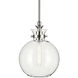 Laria 1 Light Polished Nickel Pendant Ceiling Light in Clear
