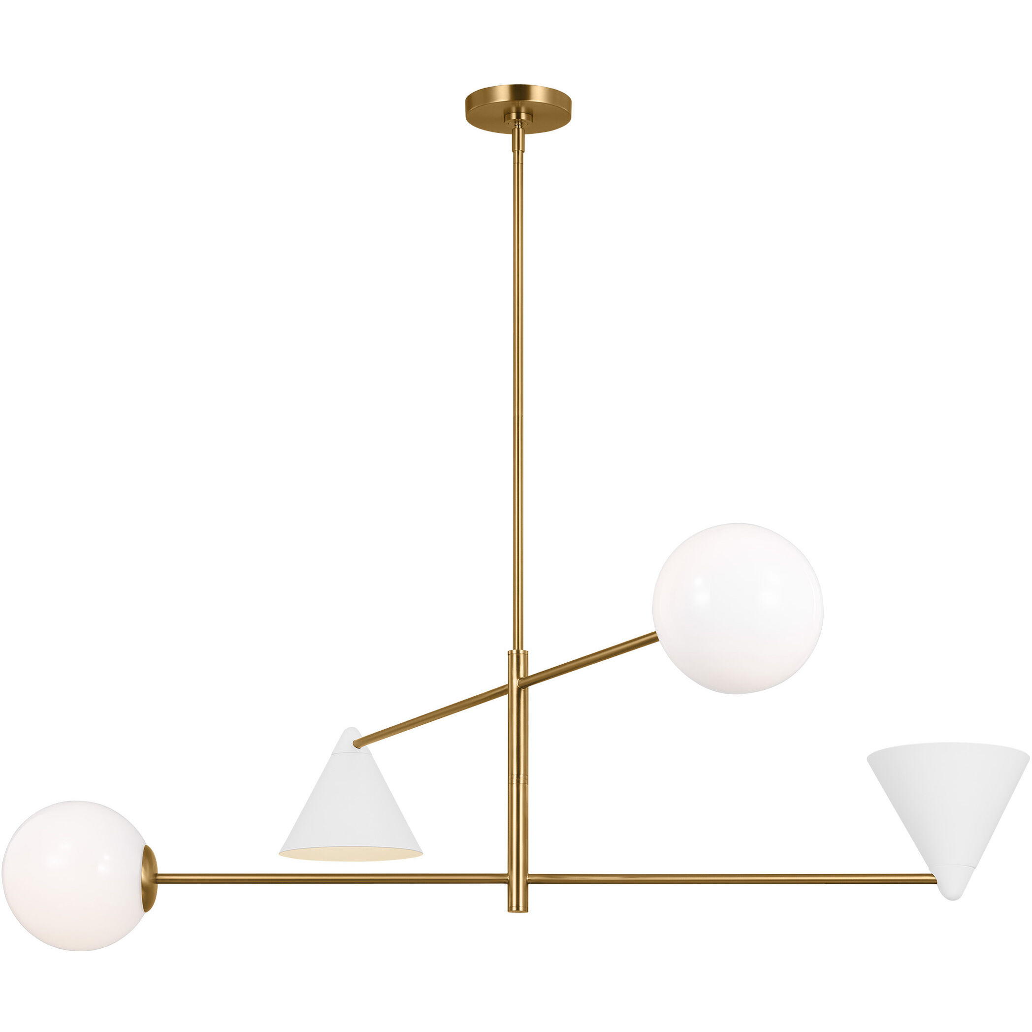 AERIN Cosmo 4 Light 48 inch Matte White and Burnished Brass Chandelier Ceiling Light in Matte White / Burnished Brass