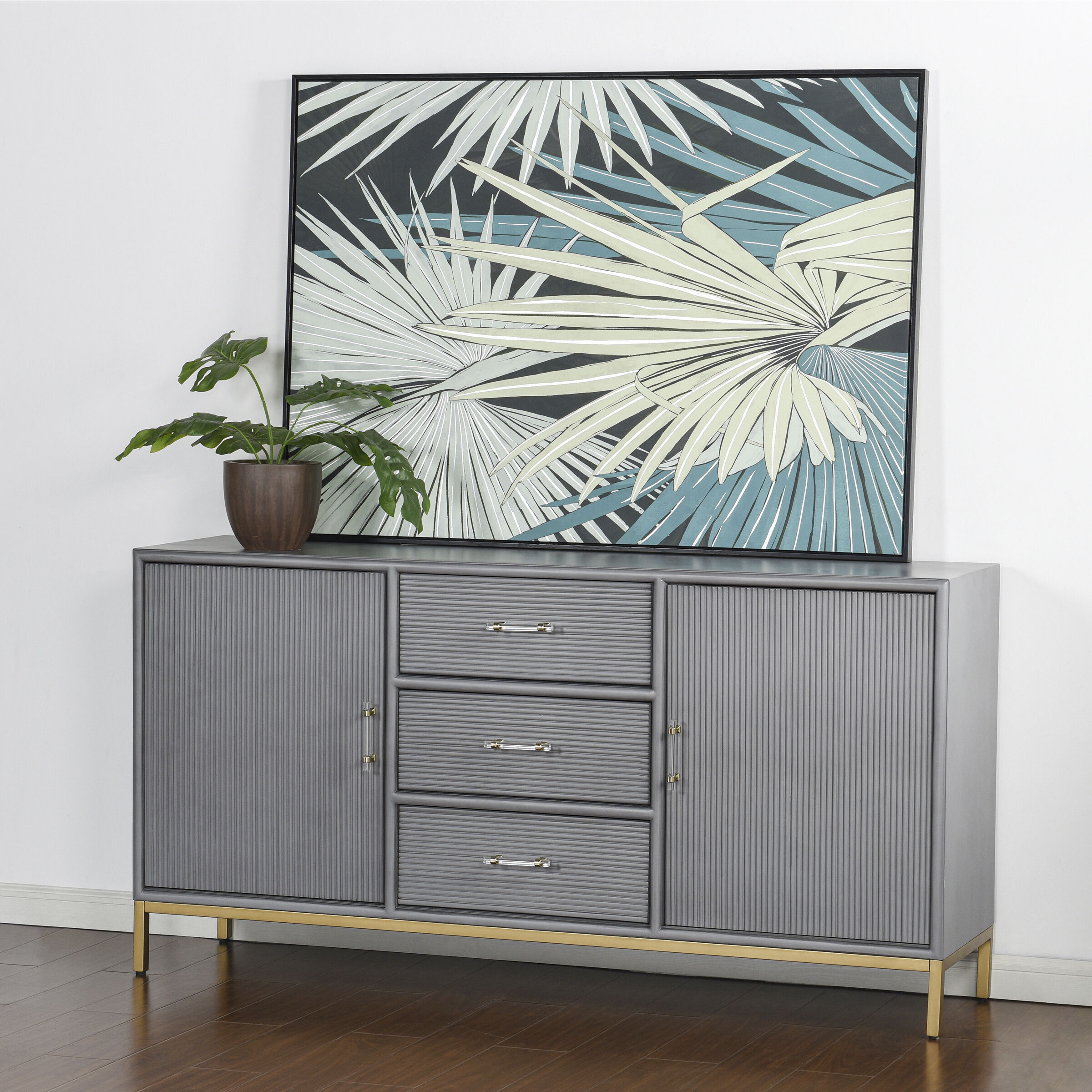 Milano 69 inch Slate Gray and Light Gray Sideboard