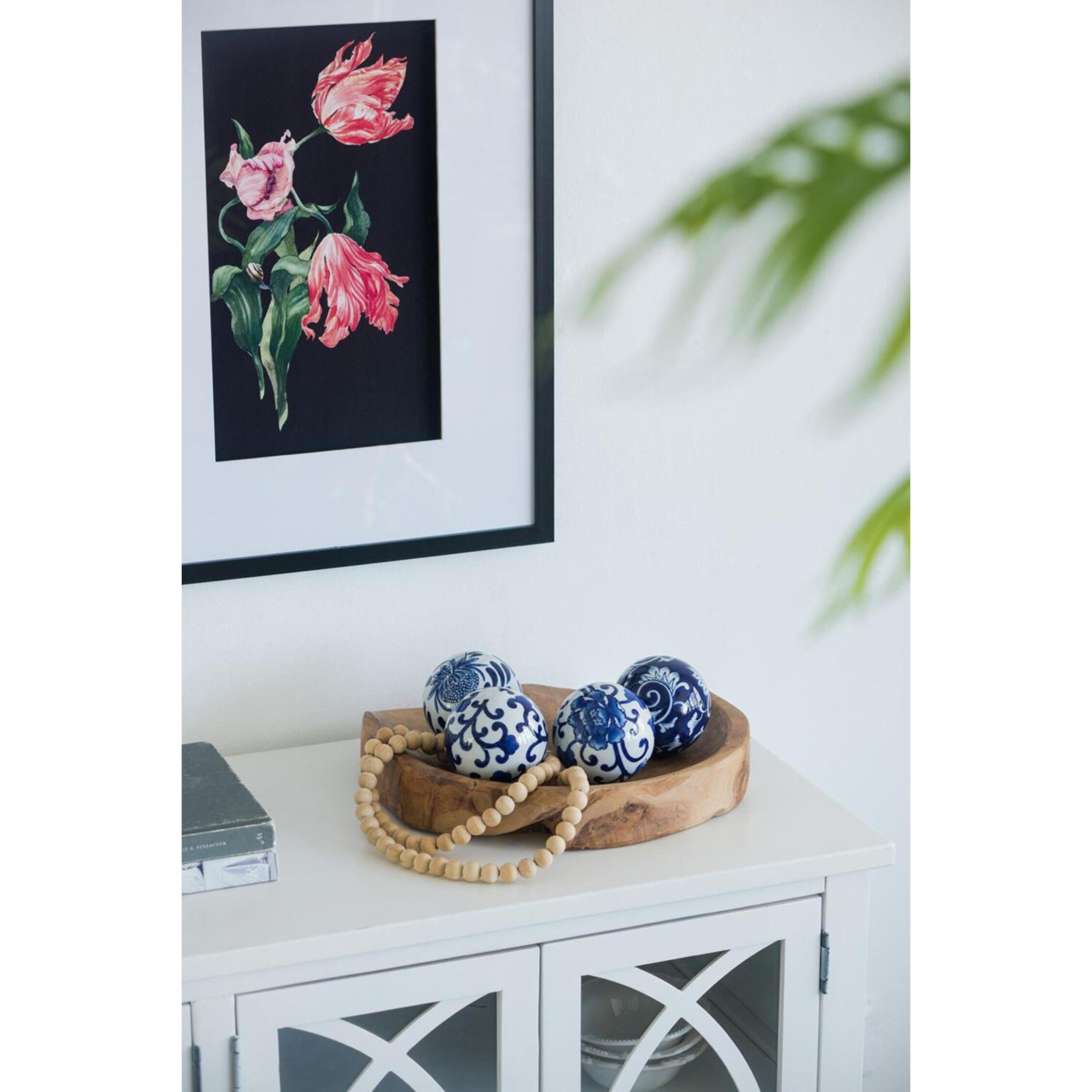 Aline Blue/White Decorative Orb, Set of 4