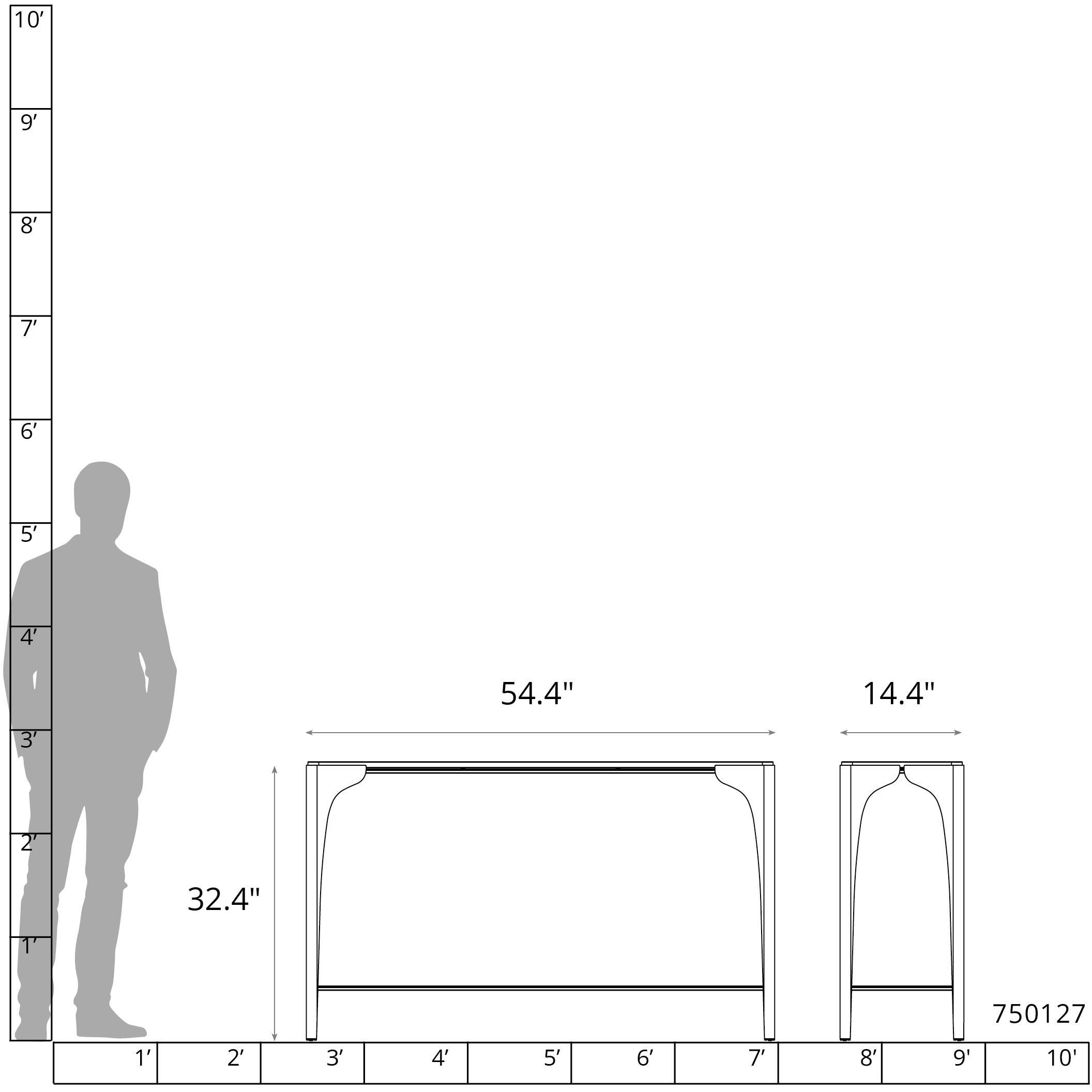 Cove 54.4 X 14.4 inch Ink Console Table, Marble Top