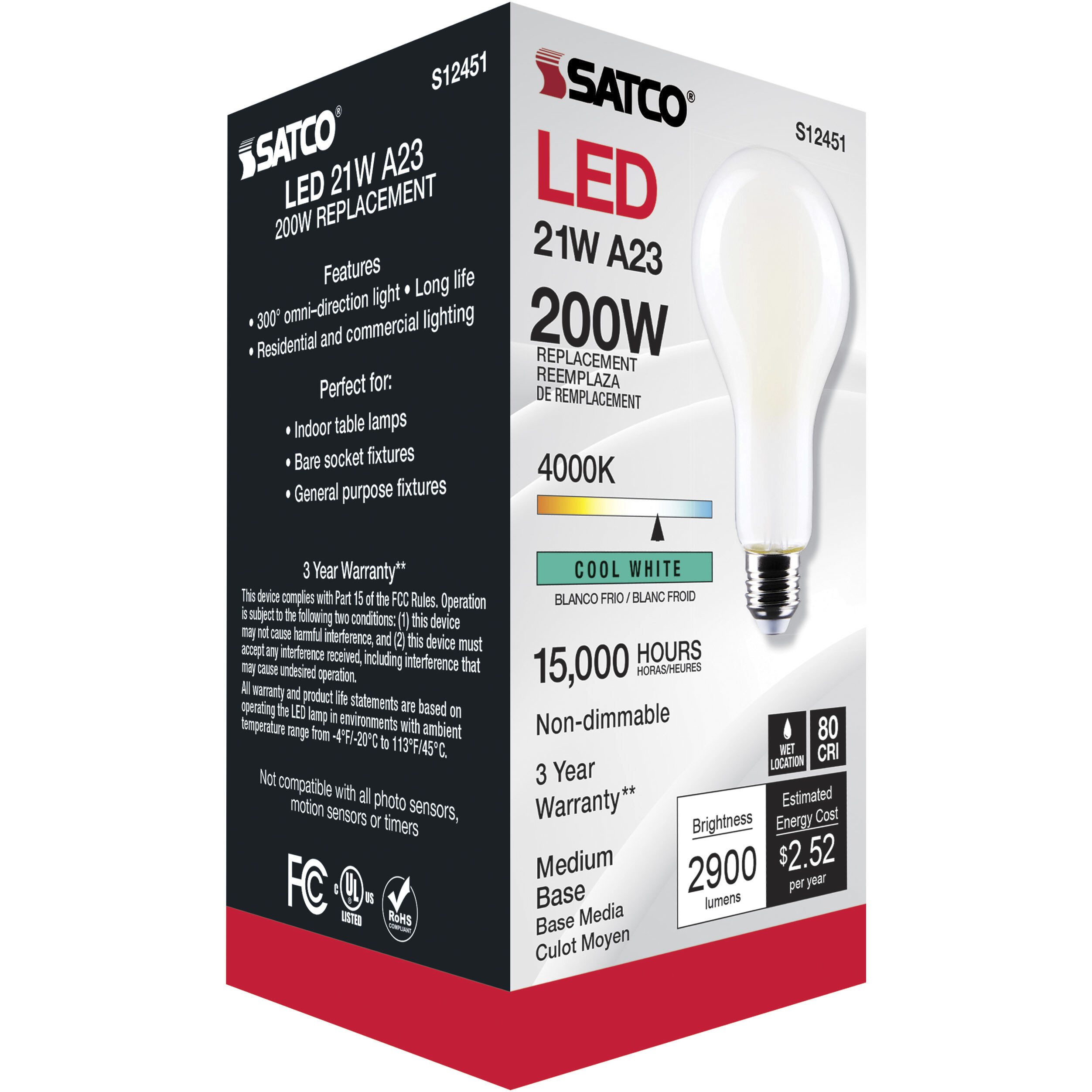 Lumos LED Medium Type A23 21.00 watt 4000K Light Bulb