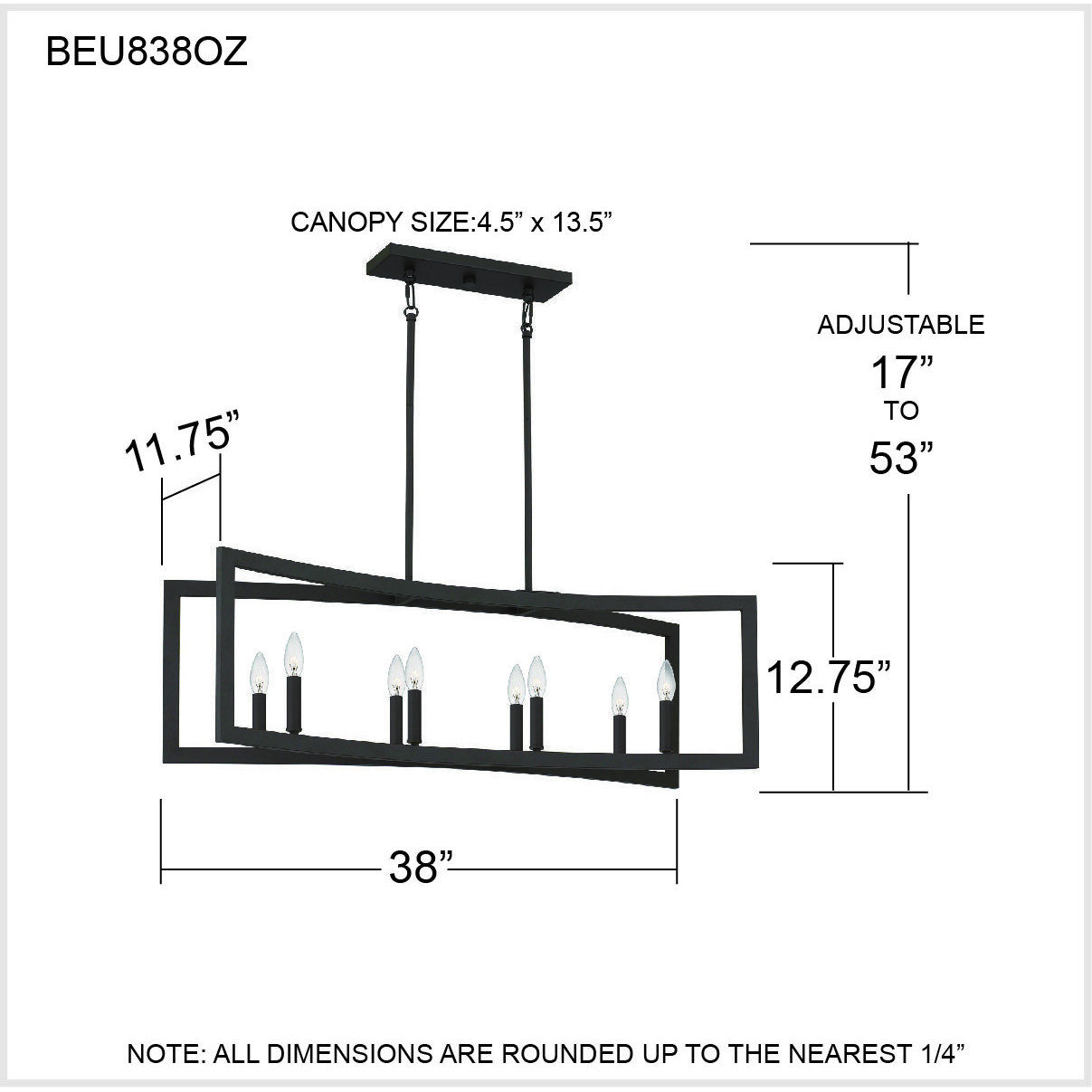 Beaufain 8 Light 38 inch Old Bronze Island Light Ceiling Light