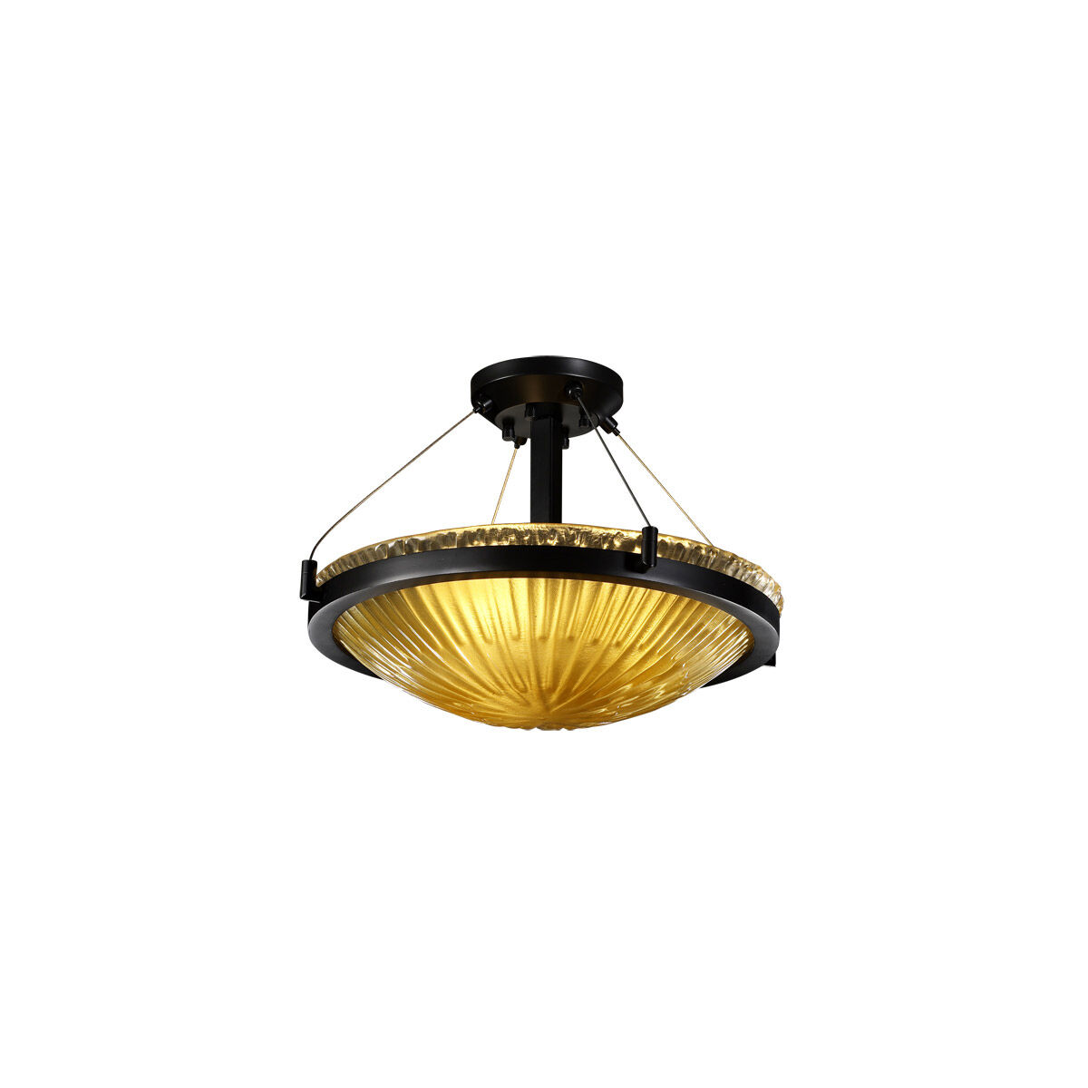 Veneto Luce LED 18 inch Dark Bronze Semi-Flush Ceiling Light in 3000 Lm LED, Gold with Clear Rim (Veneto Luce)