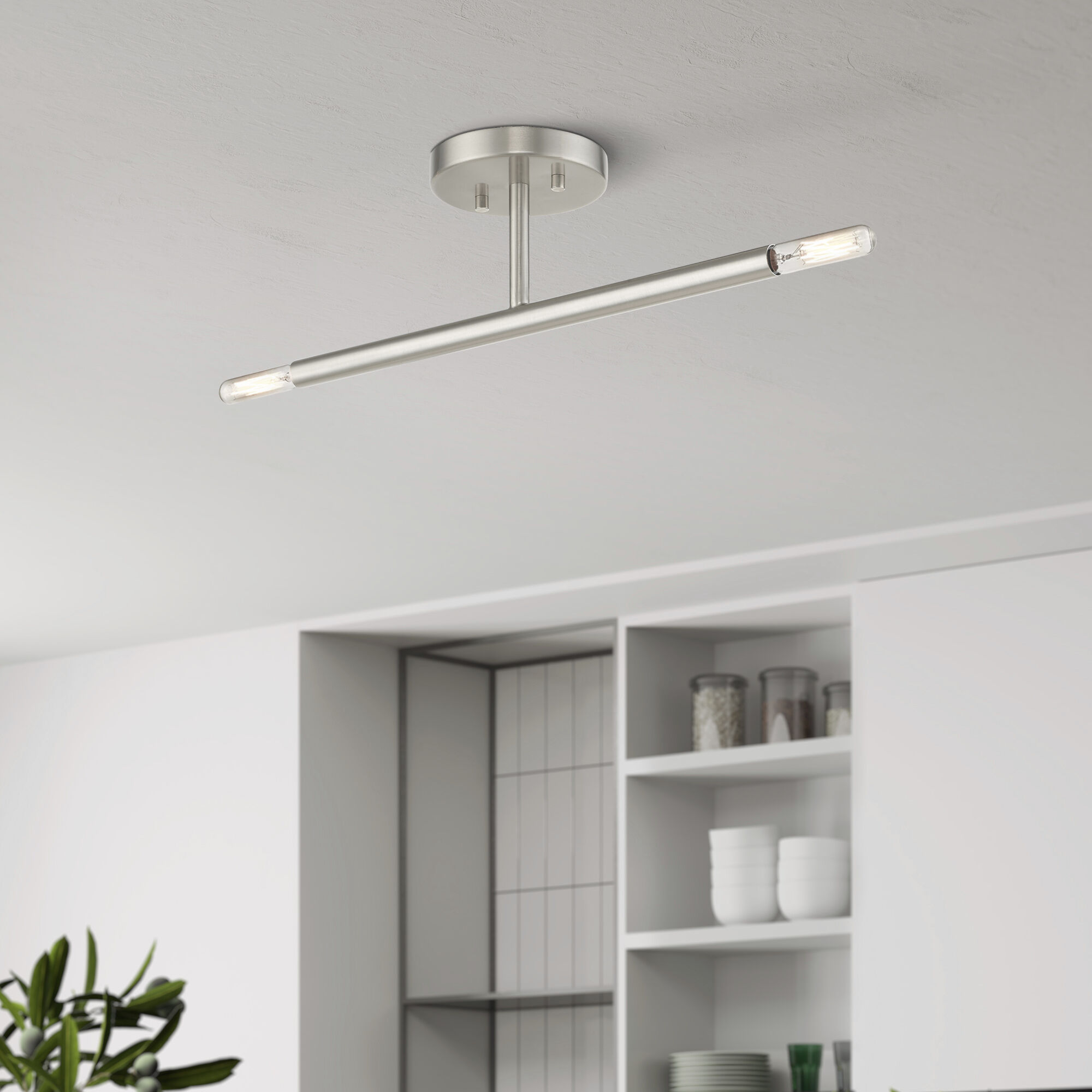 Copenhagen 2 Light 5.13 inch Brushed Nickel Semi-Flush Ceiling Light