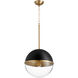 Fort Worth 1 Light 14.75 inch Noir and Aged Brass Pendant Ceiling Light