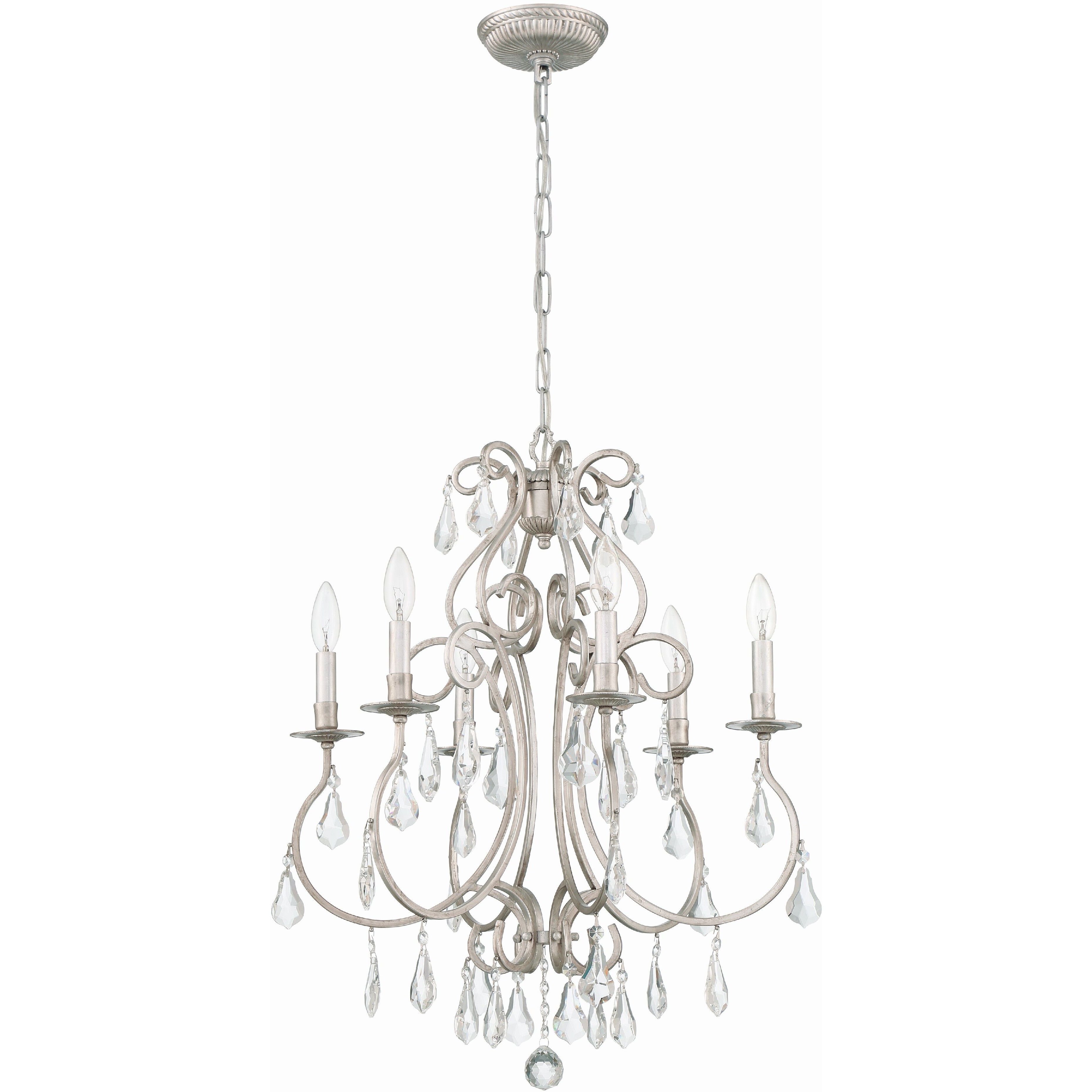 Ashton 6 Light 21.5 inch Olde Silver Chandelier Ceiling Light in Clear Swarovski Strass