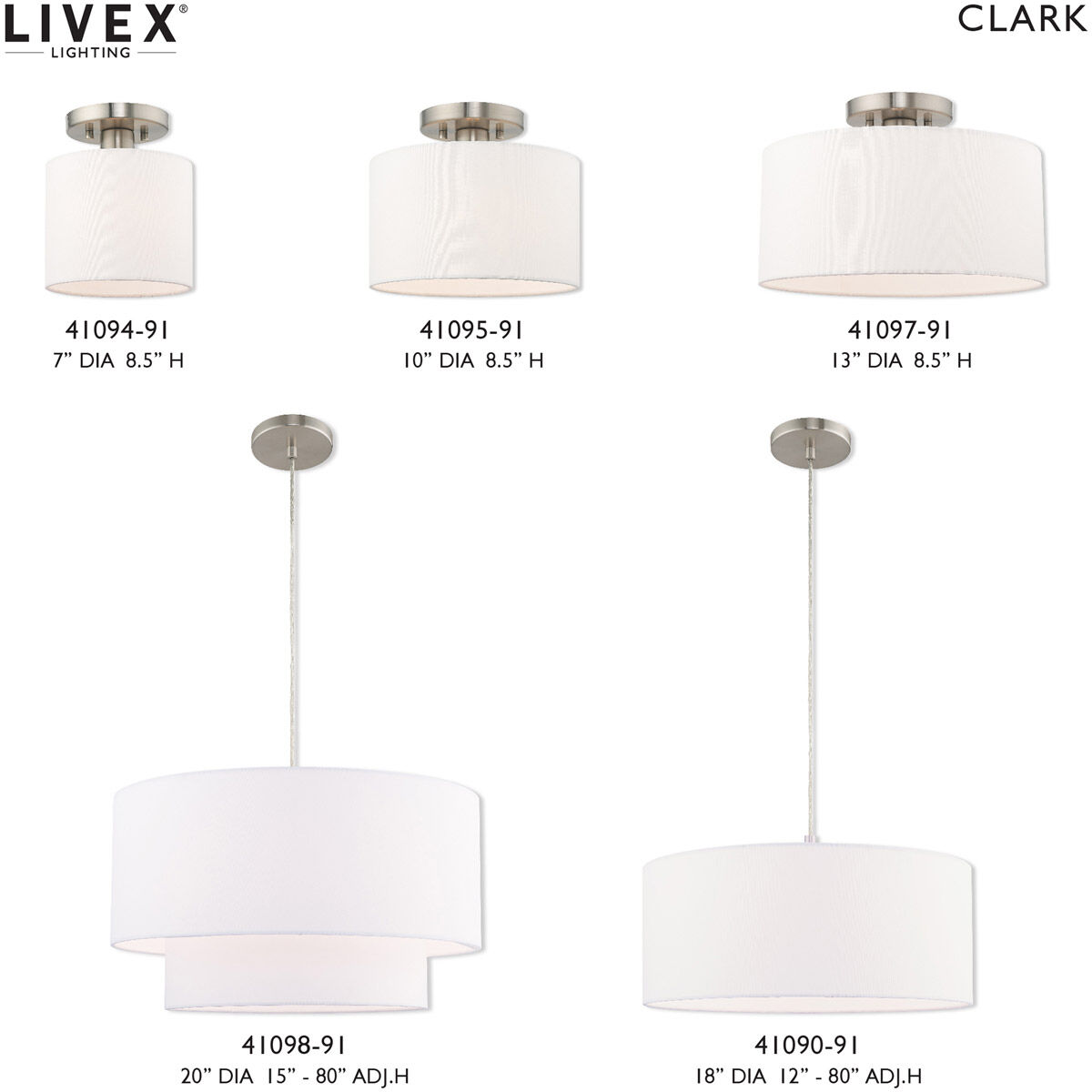 Clark 1 Light 18 inch Brushed Nickel Pendant Chandelier Ceiling Light