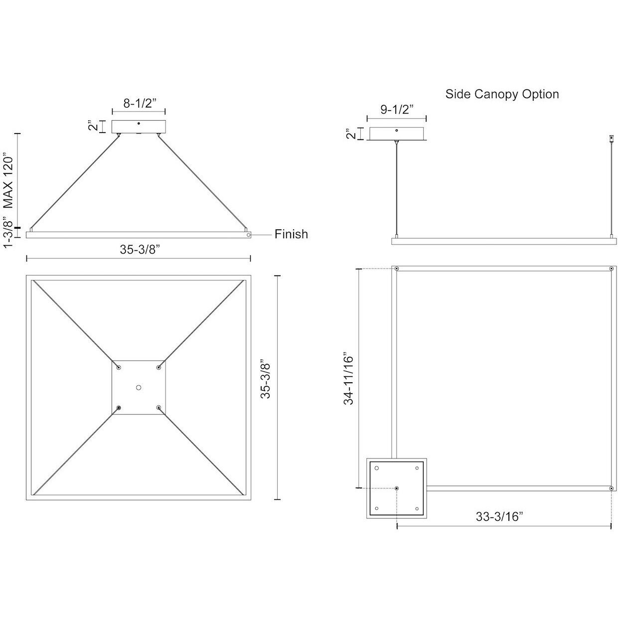 Piazza Pendant Ceiling Light in White