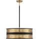 Eclipse 4 Light 22 inch Matte Black with Warm Brass Accents Pendant Ceiling Light
