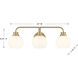 Contemporary 3 Light 24 inch Natural Brass Bathroom Vanity Light Wall Light