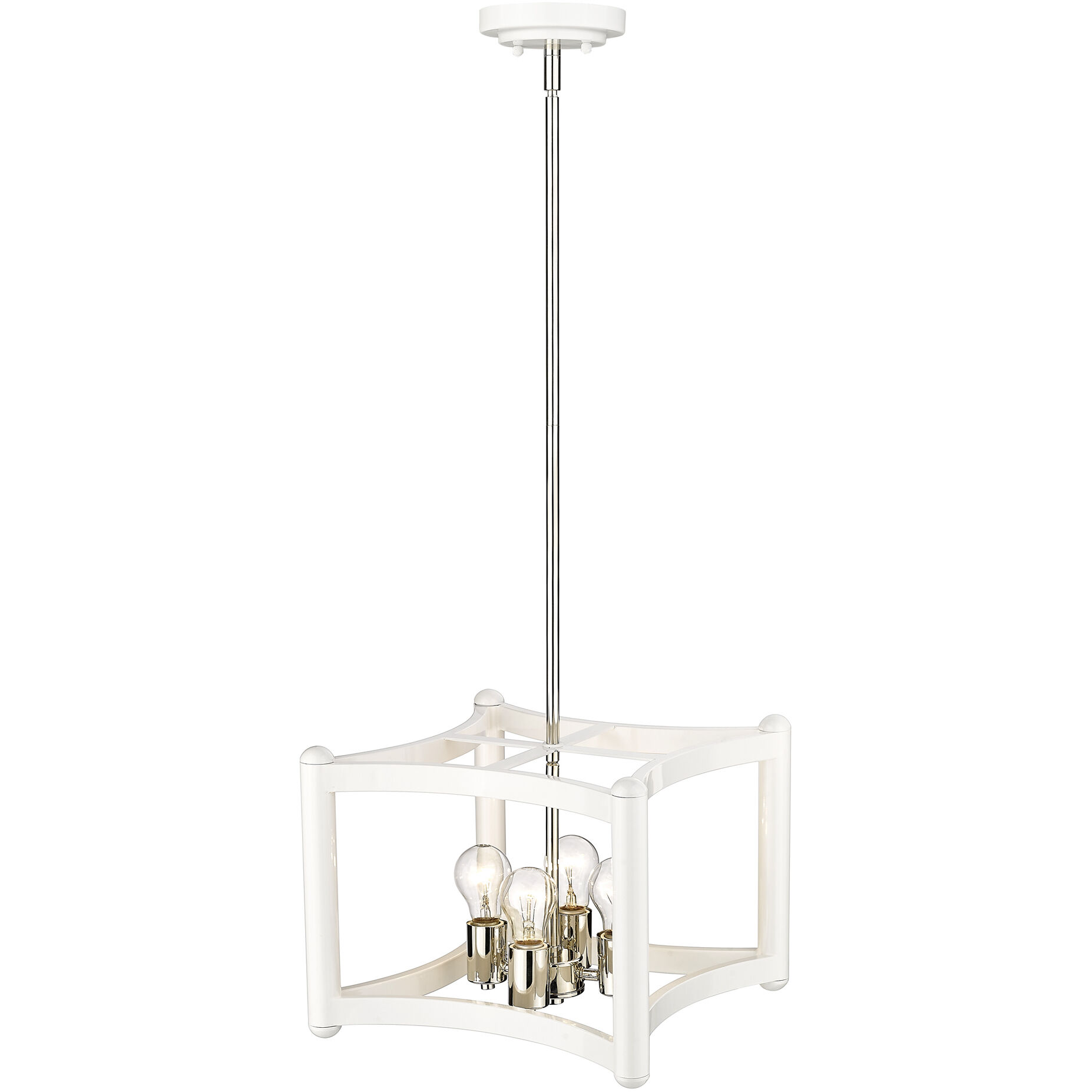 Coyle 4 Light 14 inch White with Polished Nickel Cluster Pendant Ceiling Light