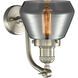 Franklin Restoration Fulton LED 7 inch Brushed Satin Nickel Sconce Wall Light in Plated Smoke Glass, Franklin Restoration