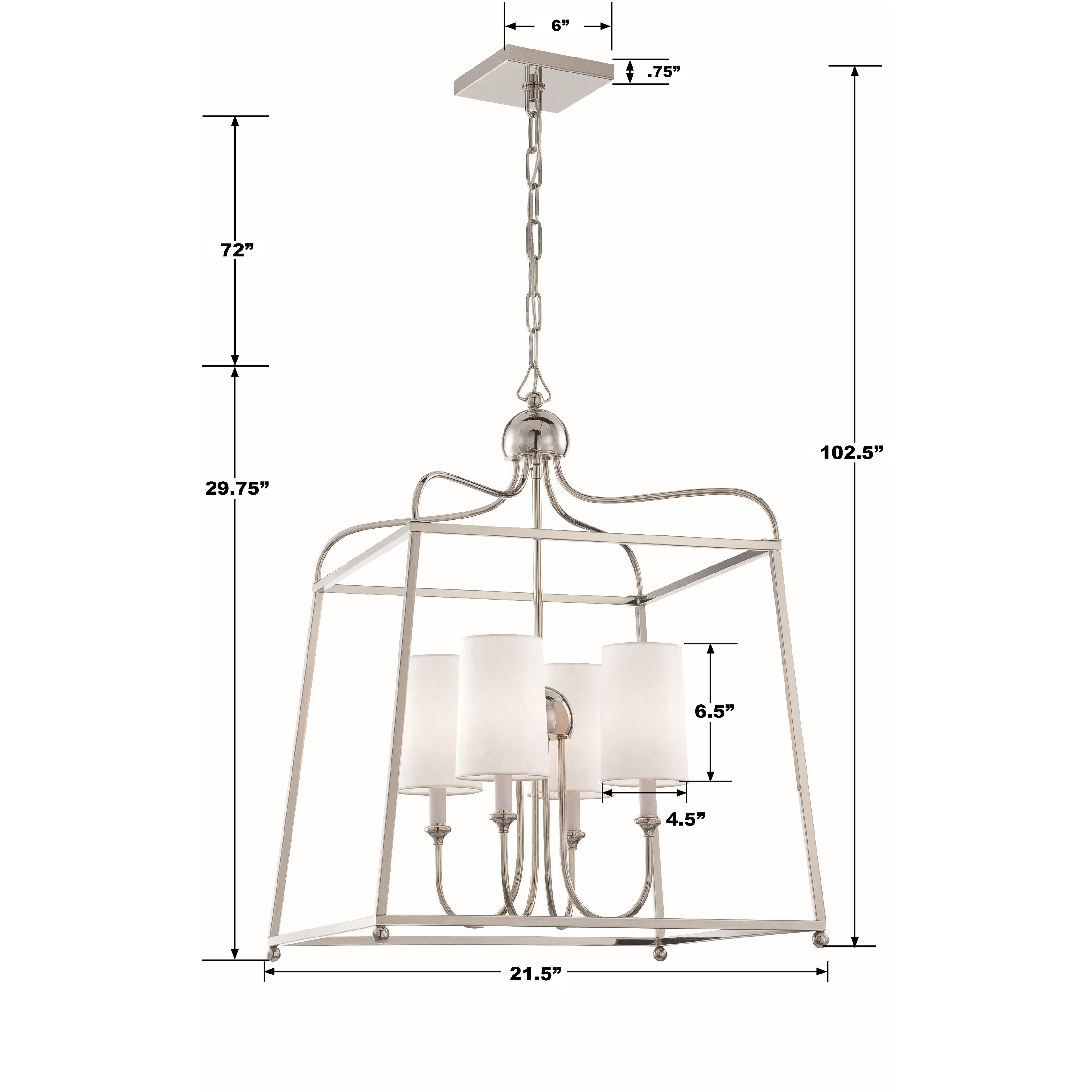 Sylvan 4 Light 21.5 inch Polished Nickel Lantern Chandelier Ceiling Light