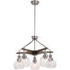 Avondale LED 25.25 inch Satin Nickel and Dark Sycamore Chandelier Ceiling Light