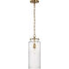Thomas O'Brien Katie LED 7 inch Hand-Rubbed Antique Brass Cylinder Pendant Ceiling Light in Seeded Glass, Large