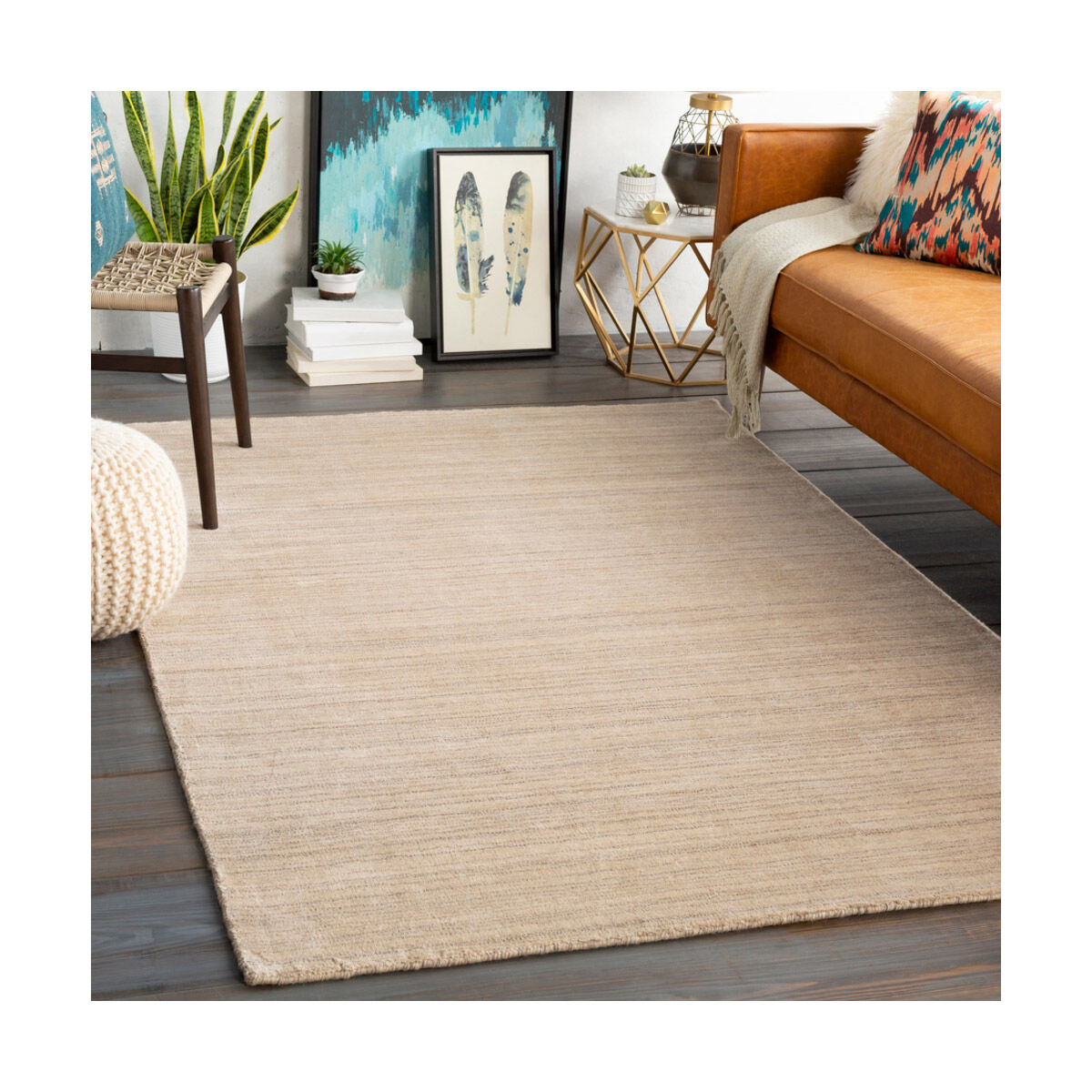 Costine 36 X 24 inch Wheat/Dark Brown/Medium Gray Rugs, Rectangle