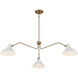Vintage 3 Light 48 inch White and Natural Brass Pendant Ceiling Light in White with Natural Brass