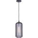 Malek 1 Light 5.88 inch Matte Black Corded Pendant Ceiling Light in Smoked Ribbed Glass