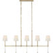 Suzanne Kasler Camille 5 Light 53.25 inch Hand-Rubbed Antique Brass Linear Chandelier Ceiling Light in Linen, Medium