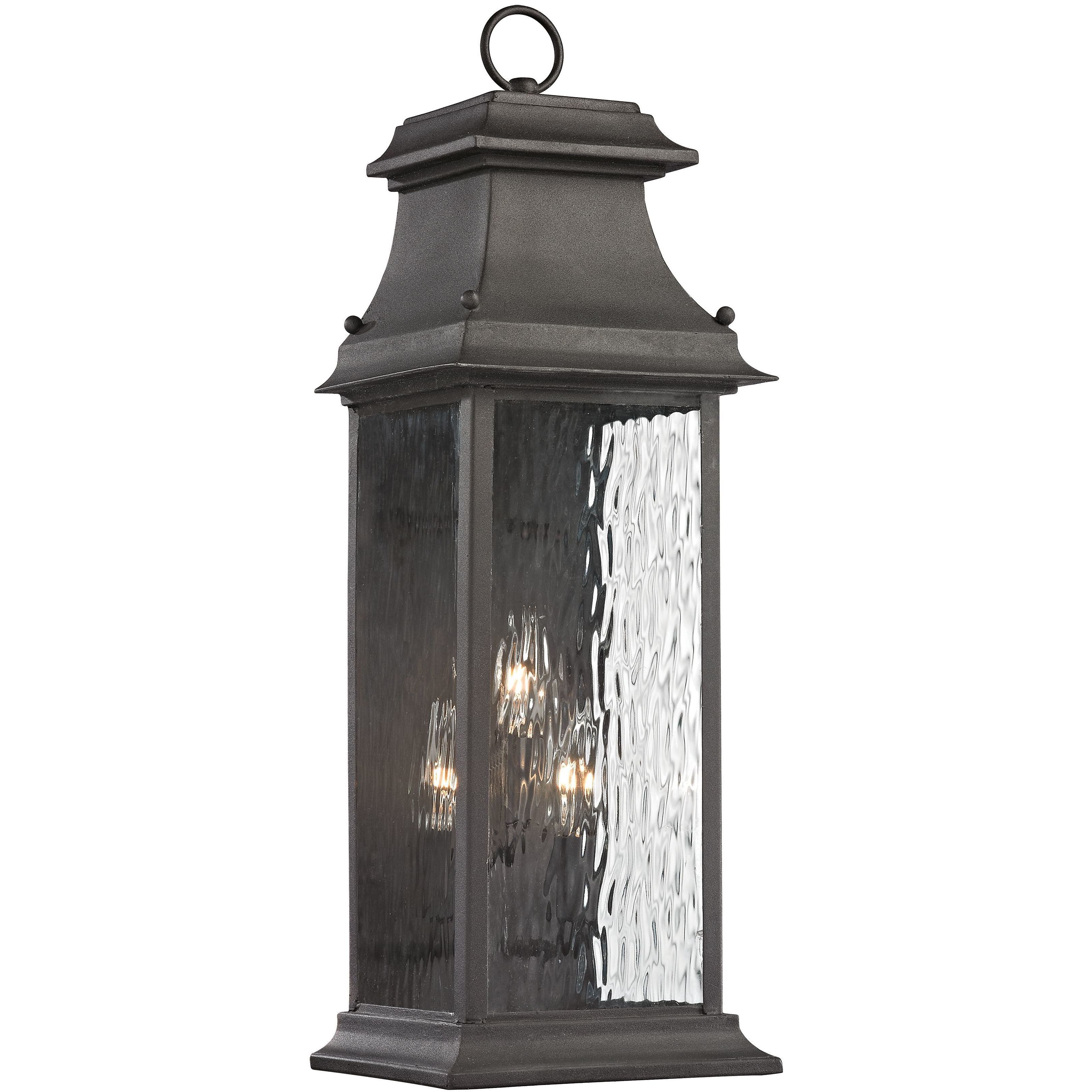 Forged Provincial 3 Light 23 inch Charcoal Outdoor Wall Sconce