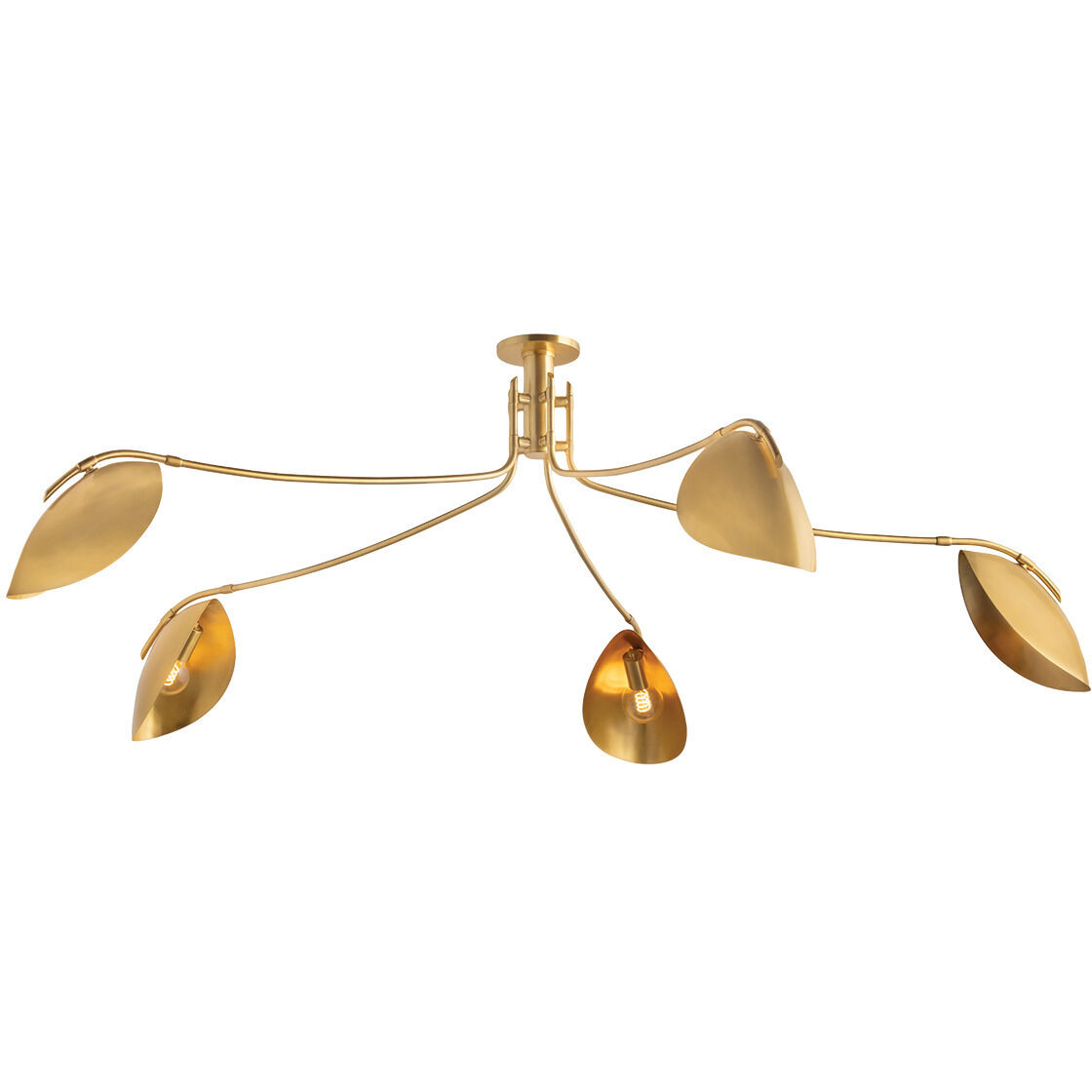 Avondale 5 Light 72 inch Aged Brass Semi Flush Ceiling Light