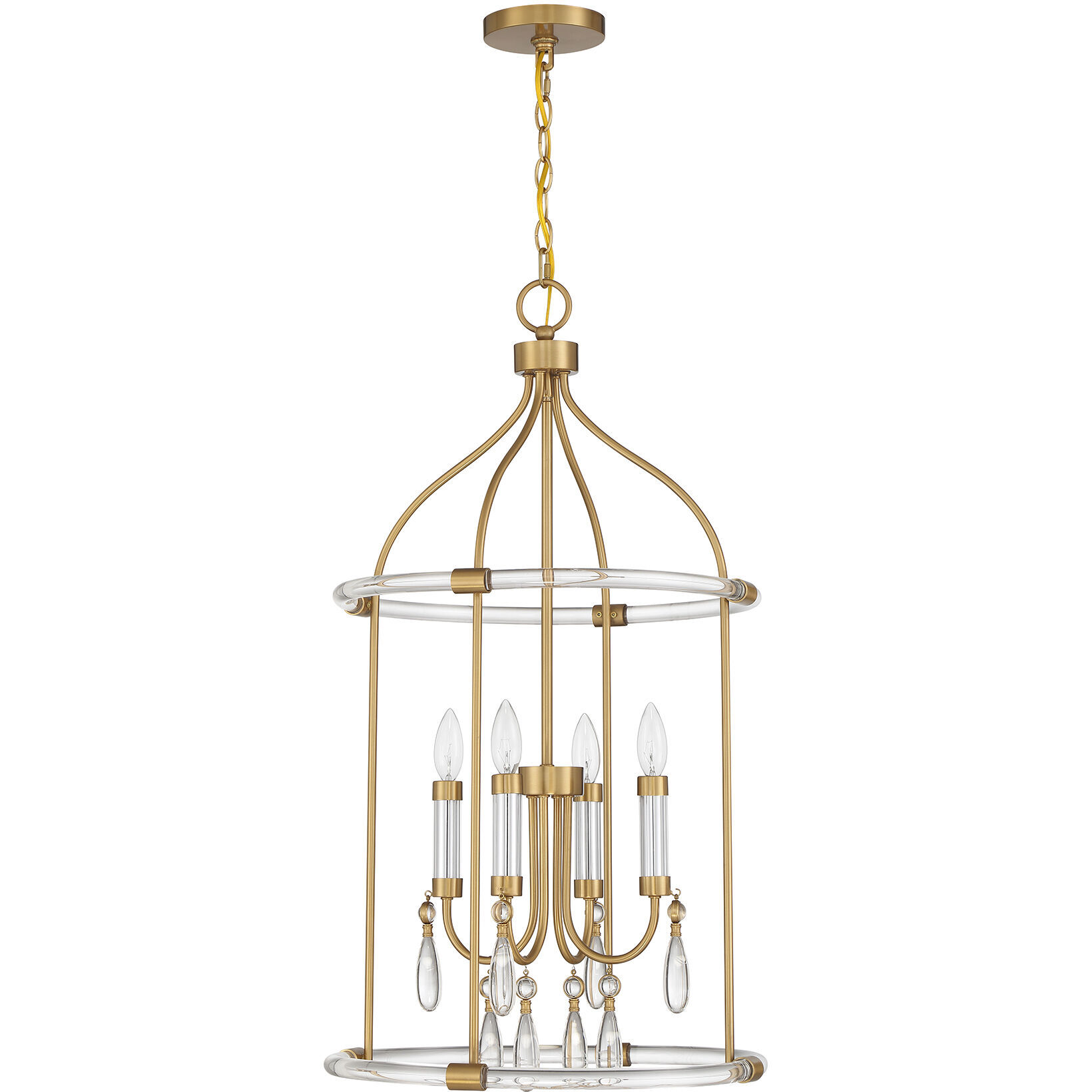 Mayfair 4 Light 18 inch Warm Brass with Chrome Accents Pendant Ceiling Light