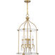 Mayfair 4 Light 18 inch Warm Brass with Chrome Accents Pendant Ceiling Light