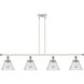 Ballston Large Cone LED 48 inch White and Polished Chrome Island Light Ceiling Light in Seedy Glass