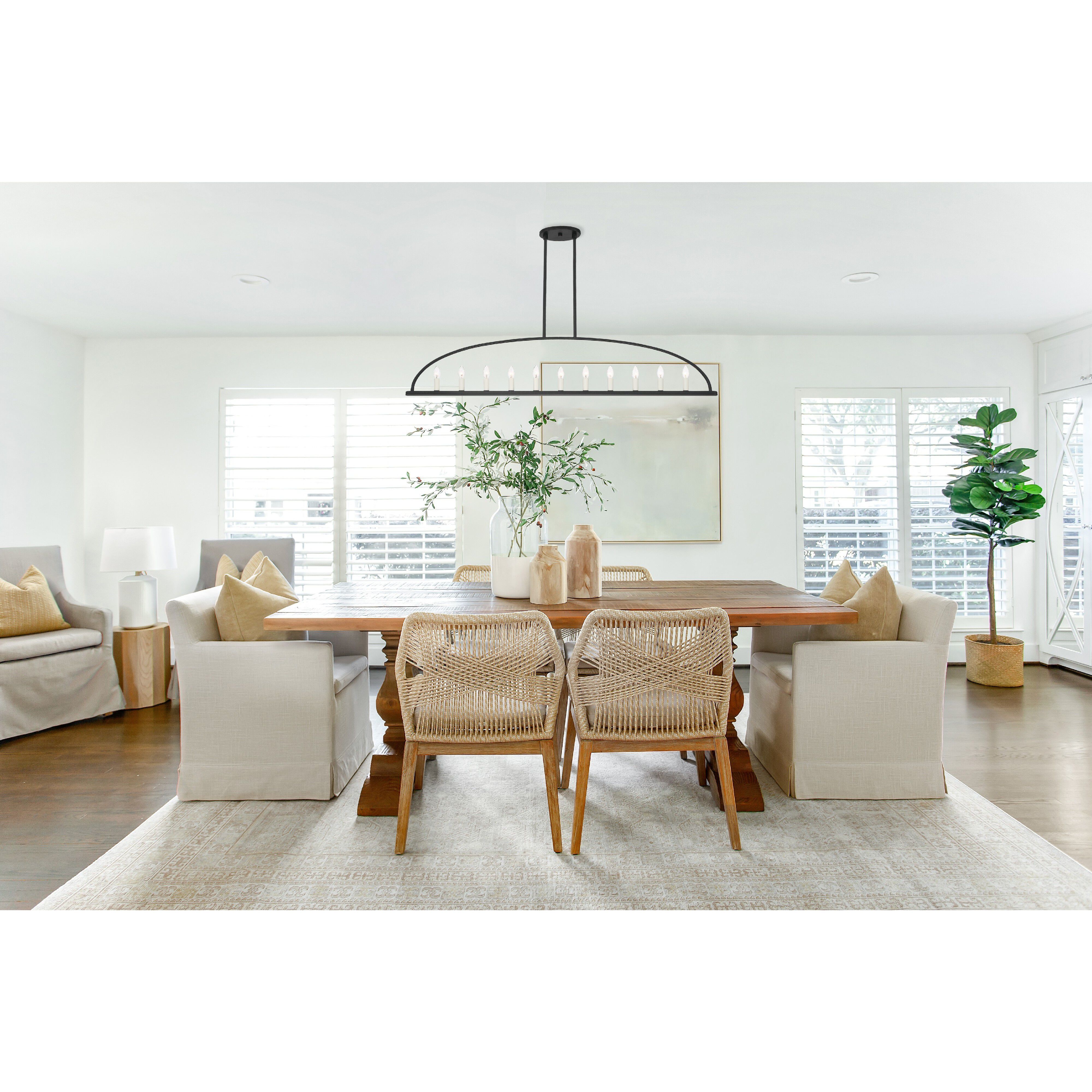 Abbott 11 Light 54 inch Black Linear Chandelier Ceiling Light