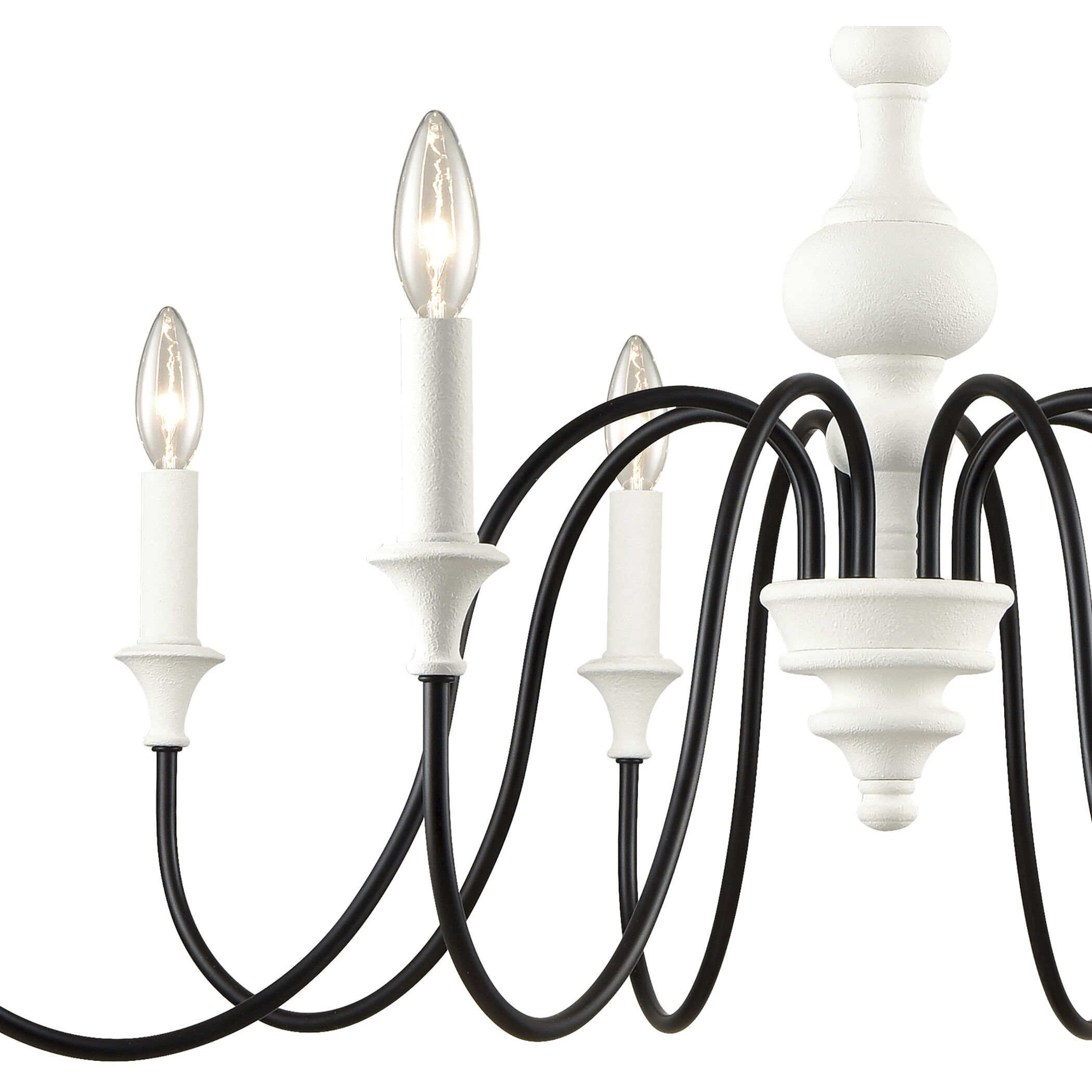 Val de Loire 8 Light 36 inch Textured White with Black Chandelier Ceiling Light