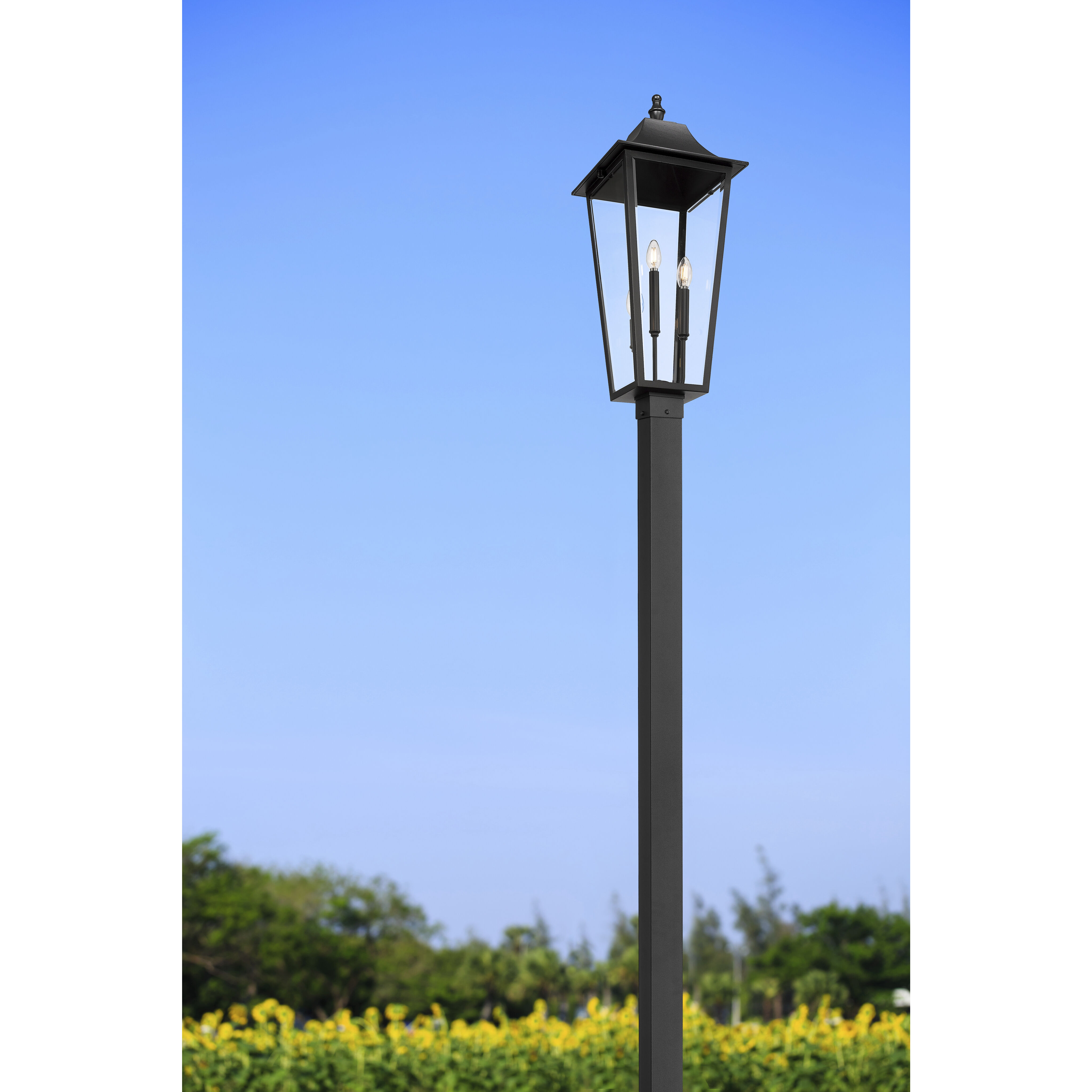 Gannon 3 Light 124 inch Black Outdoor Post Mounted Fixture in G9