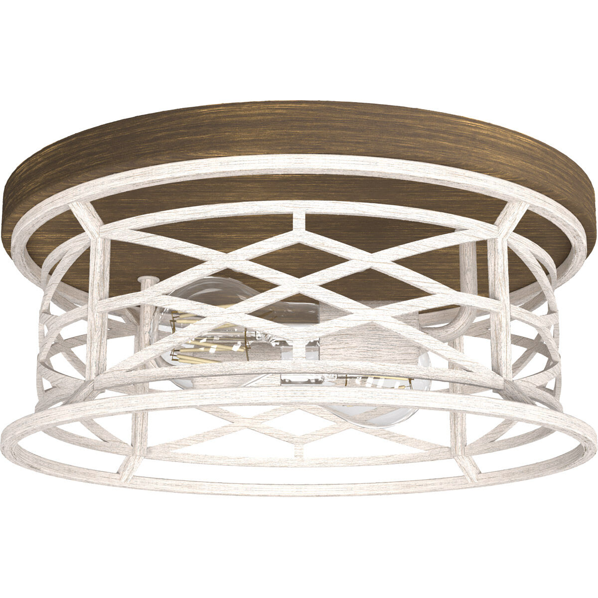 Langwood 2 Light 13.75 inch Distressed White Flush Mount Ceiling Light