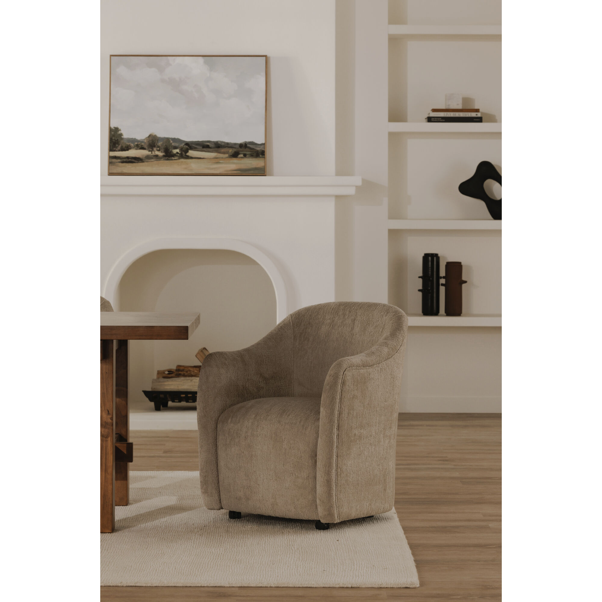 Drava Beige Rolling Dining Chair