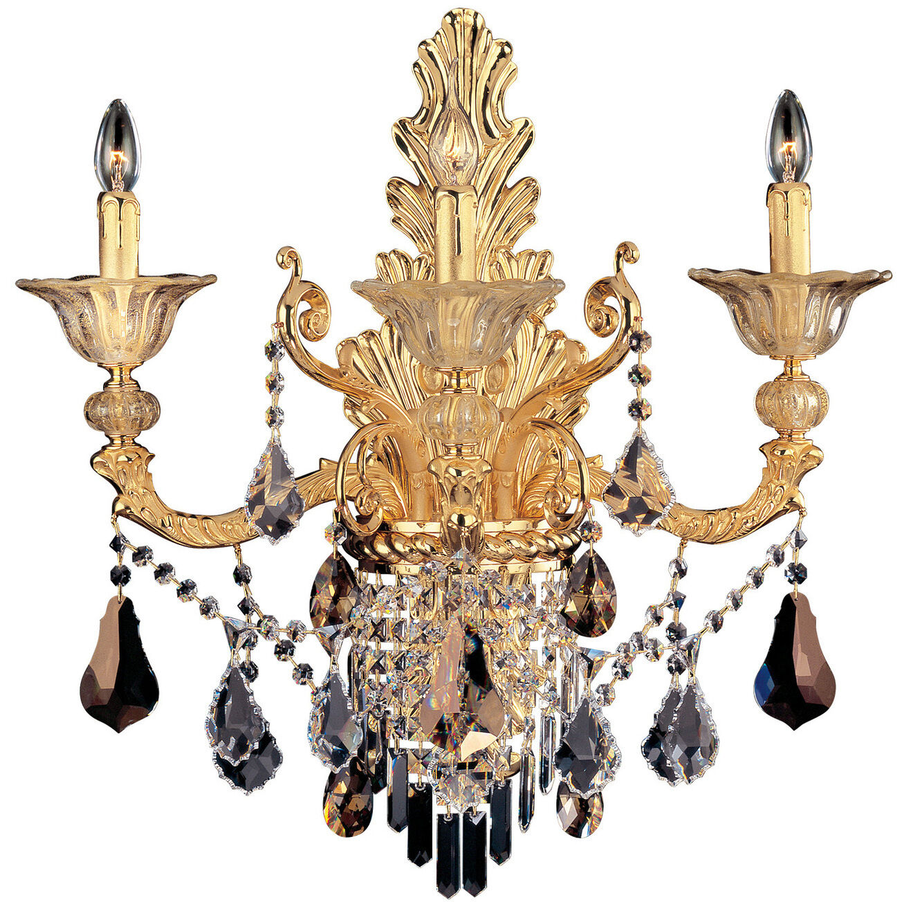 Mendelssohn 3 Light 24 inch Two Tone Gold - 24K Wall Sconce Wall Light in Two-tone Gold/24K, Firenze Mixed