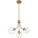 Mid-Century 3 Light 18 inch Natural Brass Chandelier Ceiling Light