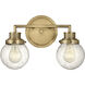 Poppy 2 Light 14.75 inch Heritage Brass Vanity Light Wall Light