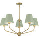 Xavier 5 Light 28 inch Vibrant Gold Chandelier Ceiling Light in Vibrant Gold and Green