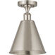 Edison Cone 1 Light 8 inch Brushed Satin Nickel Semi-Flush Mount Ceiling Light