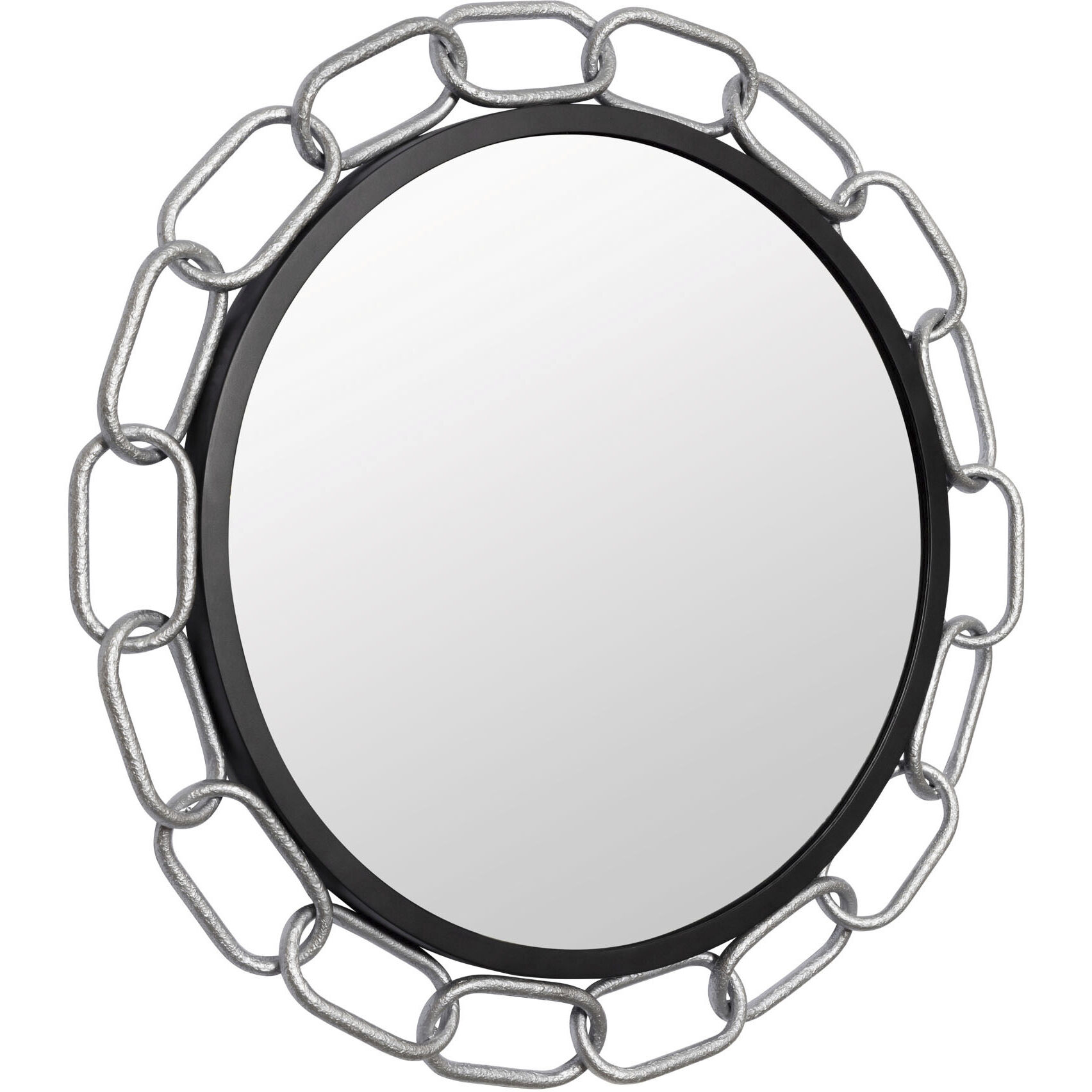 Chains of Love 30 X 30 inch Matte Black and Textured Silver Wall Mirror