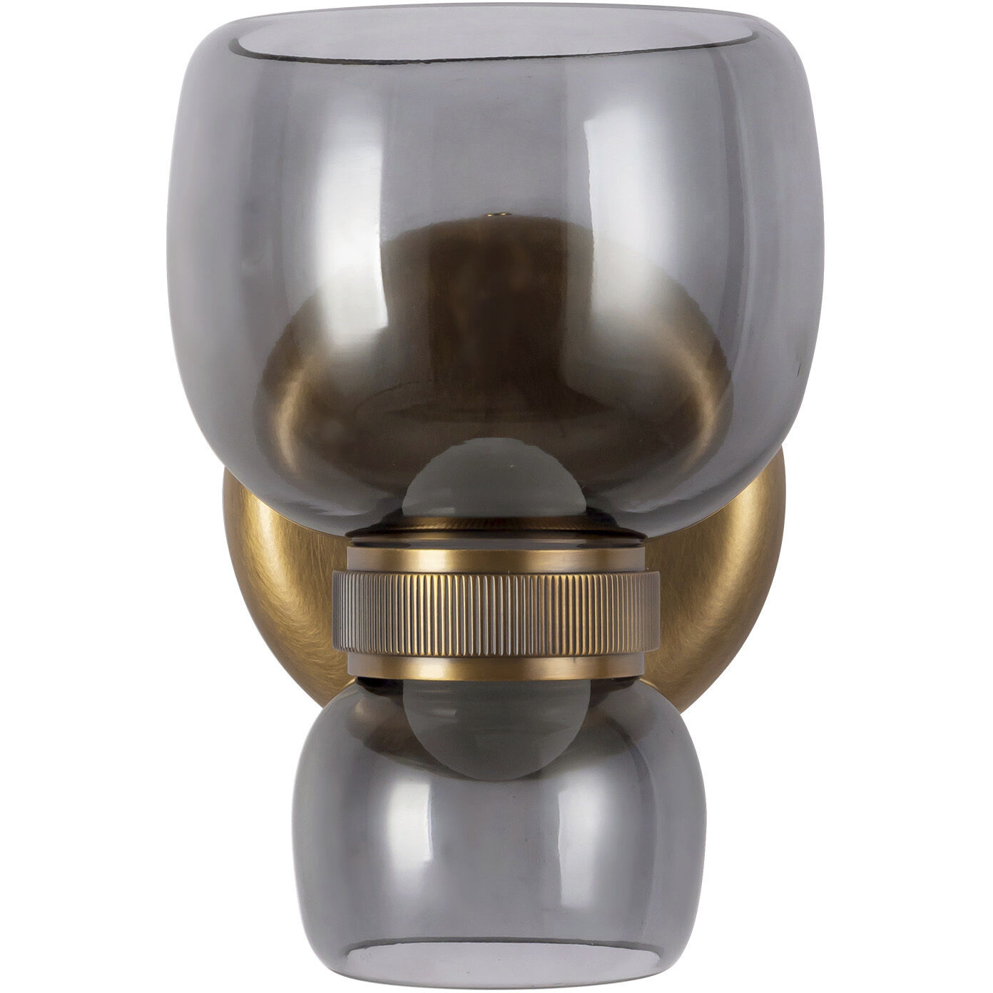 Sutton 5.38 inch Vintage Brass and Smoked Glass Bath Vanity Light Wall Light